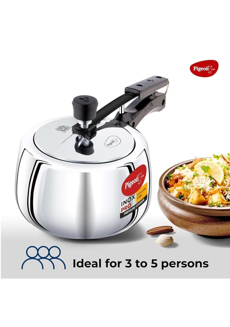 Pigeon By Stovekraft Inox Pro Inner Lid Stainless Steel Cooker | 3 L | 3.2 Qt - Indya