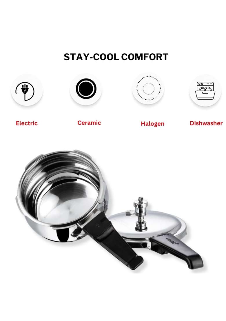 Vinod Splendid Plus Stainless Steel Outer Lid Pressure Cooker | 1.5 L | 1.6 Qt | Induction Compatible - Indya