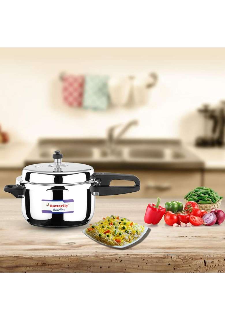Butterfly Blue Line Pressure Cooker | 5 L | 5.3 Qt | Induction Compatible - Indya