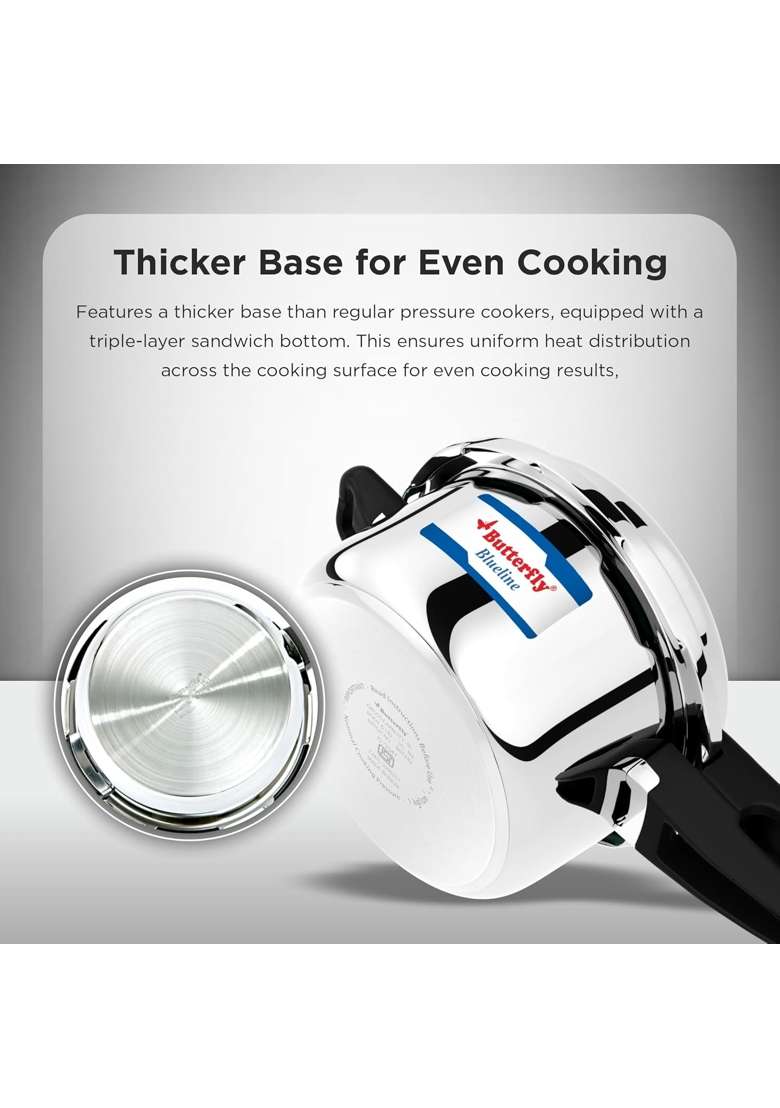 Butterfly Blue Line Pressure Cooker | 5 L | 5.3 Qt | Induction Compatible - Indya