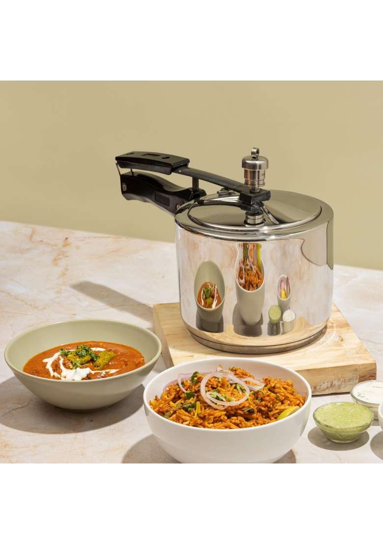 Vinod Stainless Steel Inner Lid Pressure Cooker | 5 L | 5.3 Qt | Induction Compatible - Indya