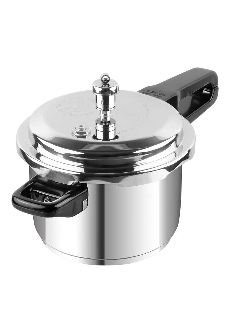 Vinod Sandwich Bottom Stainless Steel Pressure Cooker Combo with Common Lid | 4.5 L | 4.8 Qt | 2-Piece Set | Induction Compatible - Indya