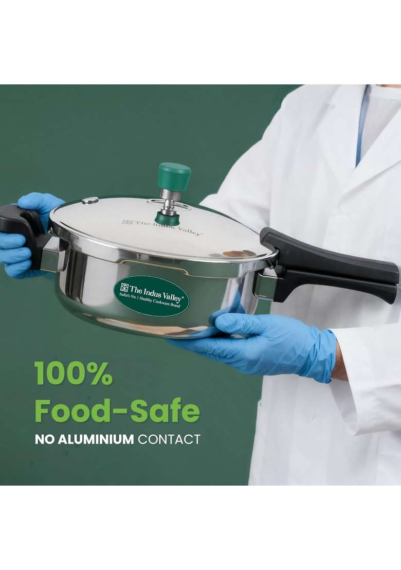 The Indus Valley Triply Stainless Steel Pressure Cooker Pressure Pan | 3.5 L | 3.7 Qt | Induction Compatible - Indya