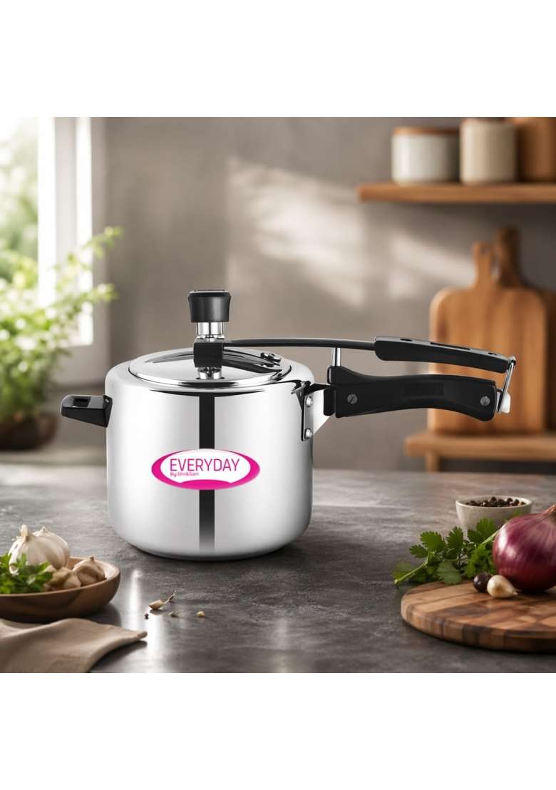 Shri and Sam Everyday Stainless Steel Pressure Cooker | 5 L | 5.3 Qt | Induction Compatible - Indya