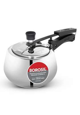 Borosil Pronto Stainless Steel Pressure Cooker with Inner Lid | 3 L | 3.2 Qt | Induction Compatible | Food Safe
