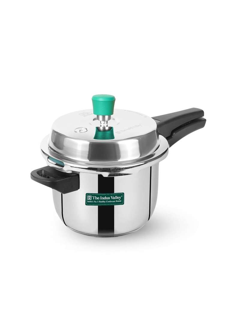 The Indus Valley Stainless Steel Pressure Cooker Outer Lid | 3 L | 3.2 Qt | Induction Compatible | Heavy Bottom | Non-Toxic | Non-Stick - Indya
