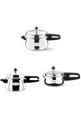 Butterfly Curve and SS Pressure Cooker Combo | 2 L | 2.1 Qt | Induction Compatible | Tri-Ply