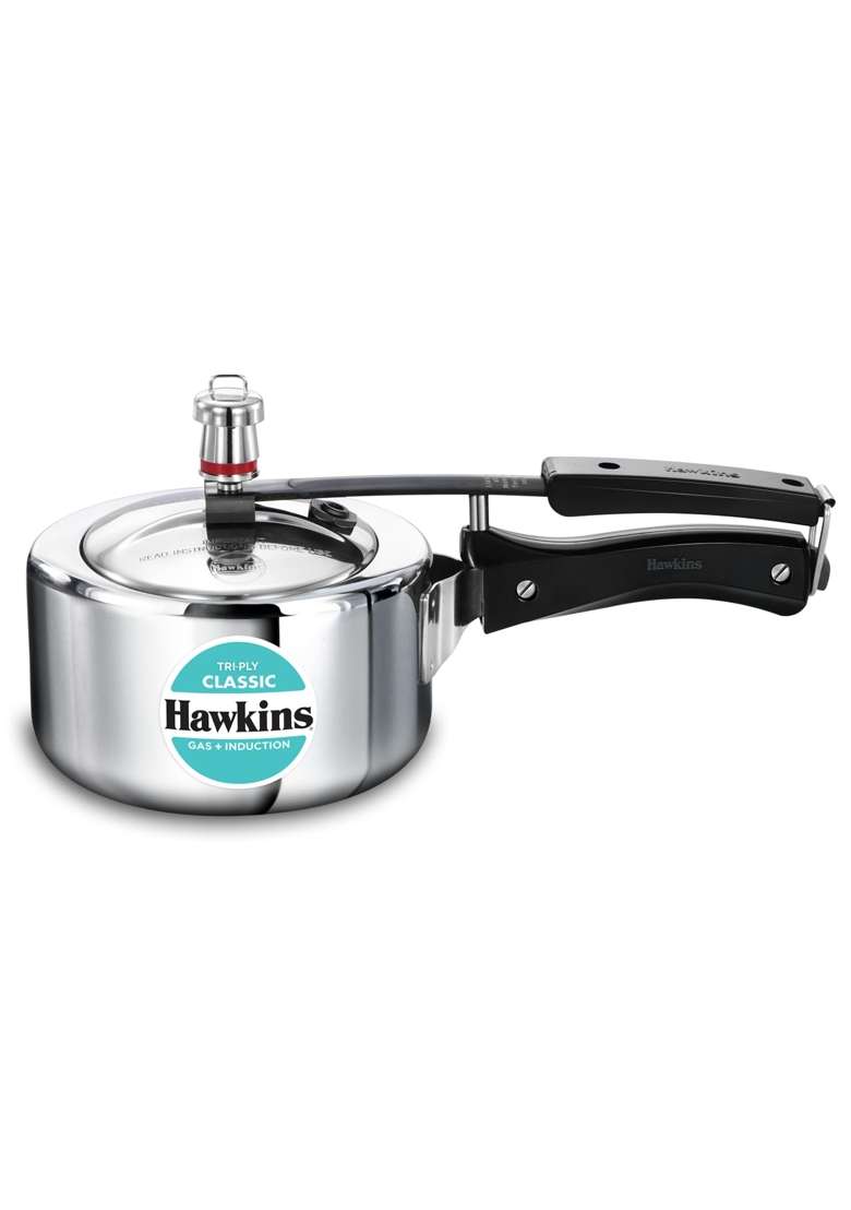 Hawkins Classic Triply Stainless Steel Pressure Cooker | 1.5 L | 1.6 Qt | Induction Compatible - Indya