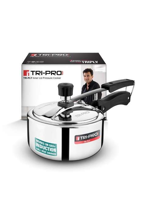 BERGNER Tripro Triply Stainless Steel Inner Lid Pressure Cooker | 2 L | 2.1 Qt | Induction Compatible