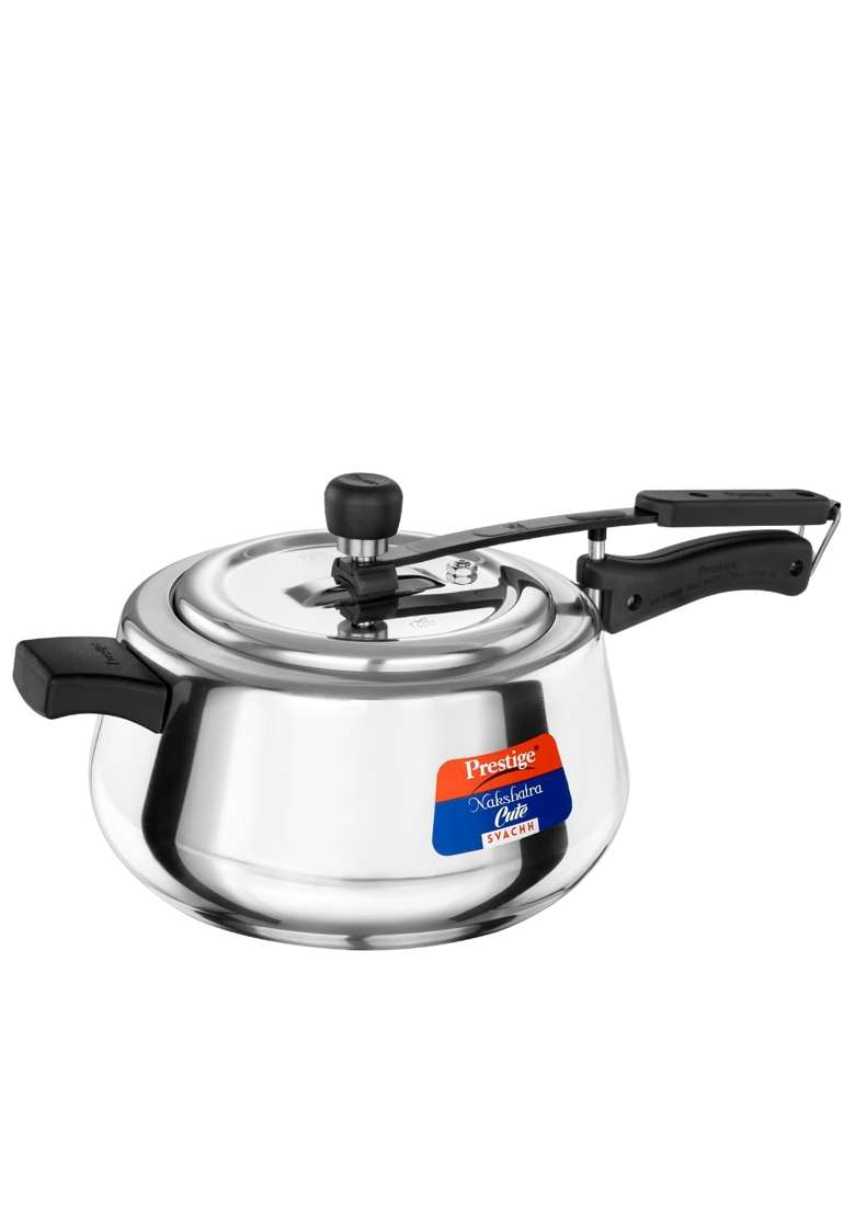 Prestige Stainless Steel Nakshatra Cute Svachh Pressure Cooker | 5 L | 5.3 Qt | Induction Compatible - Indya
