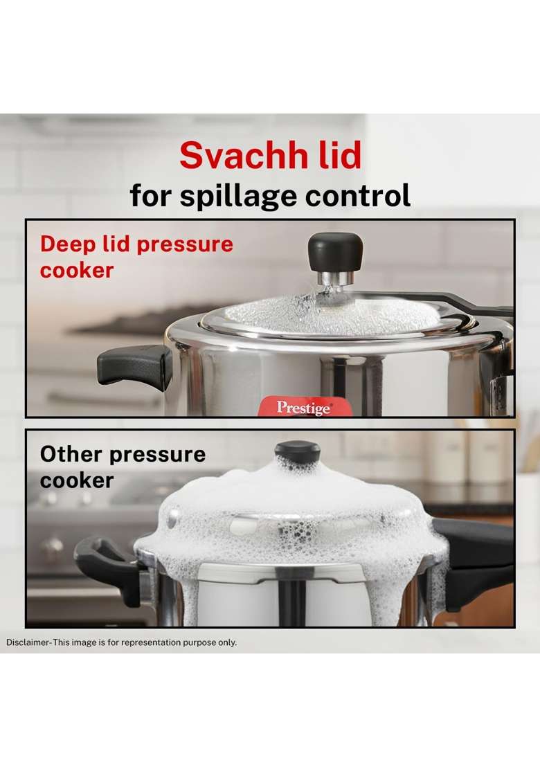 Prestige Stainless Steel Nakshatra Cute Svachh Pressure Cooker | 5 L | 5.3 Qt | Induction Compatible - Indya