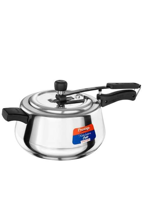Prestige Stainless Steel Nakshatra Cute Svachh Pressure Cooker | 5 L | 5.3 Qt | Induction Compatible