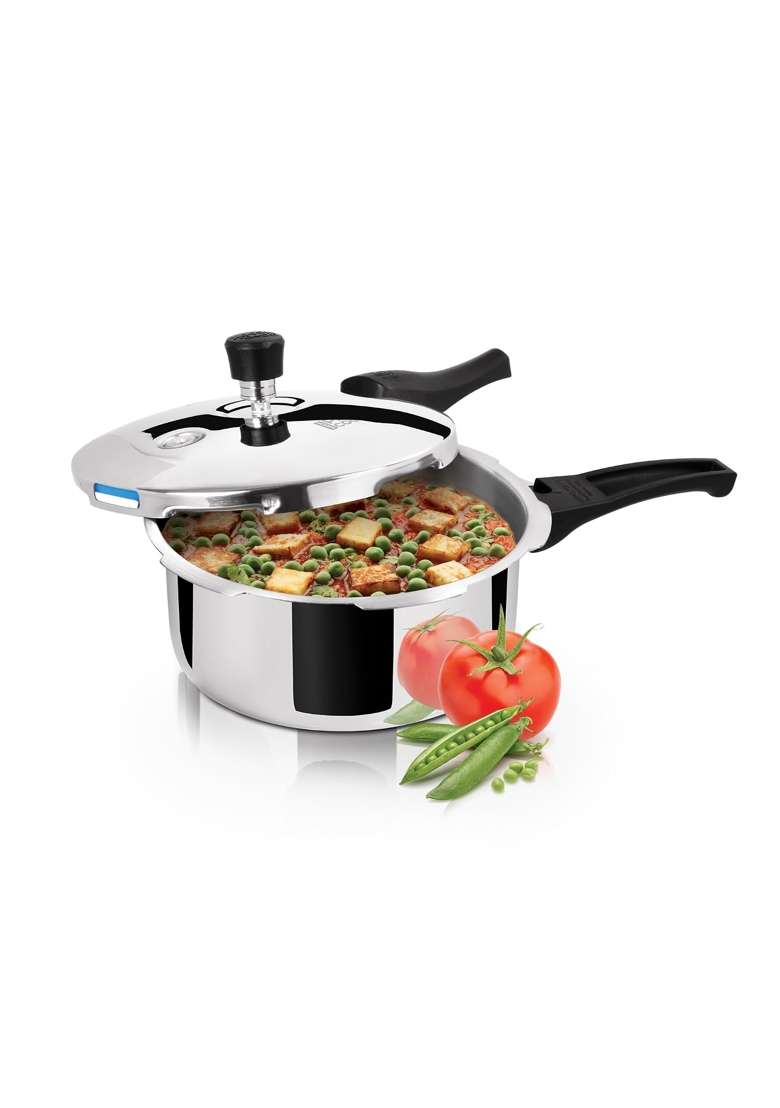 MILTON Pro cook Milton ProCook Triply Pressure Cooker Stainless Steel with Outer Lid | 1.5 L | 1.6 Qt | Induction Compatible - Indya