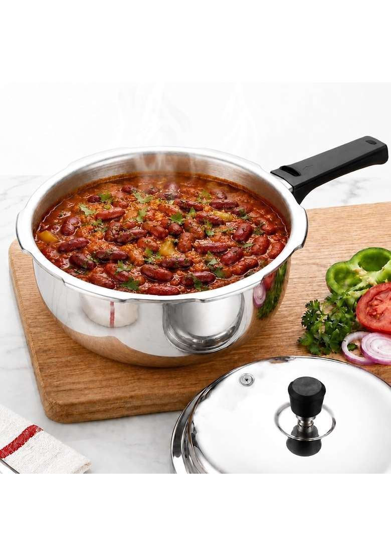 SOLARA Triply Outer Lid Pressure Pan | 2 L | 2.1 Qt | Induction Compatible - Indya