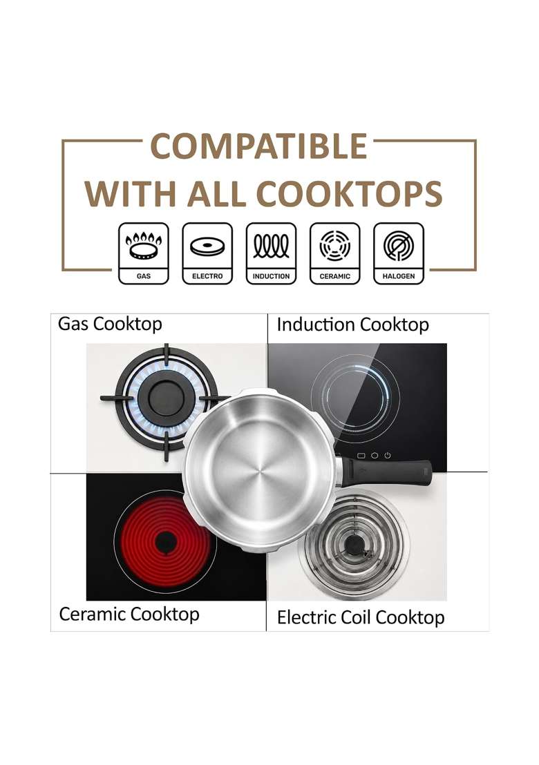 SOLARA Triply Outer Lid Pressure Pan | 2 L | 2.1 Qt | Induction Compatible - Indya