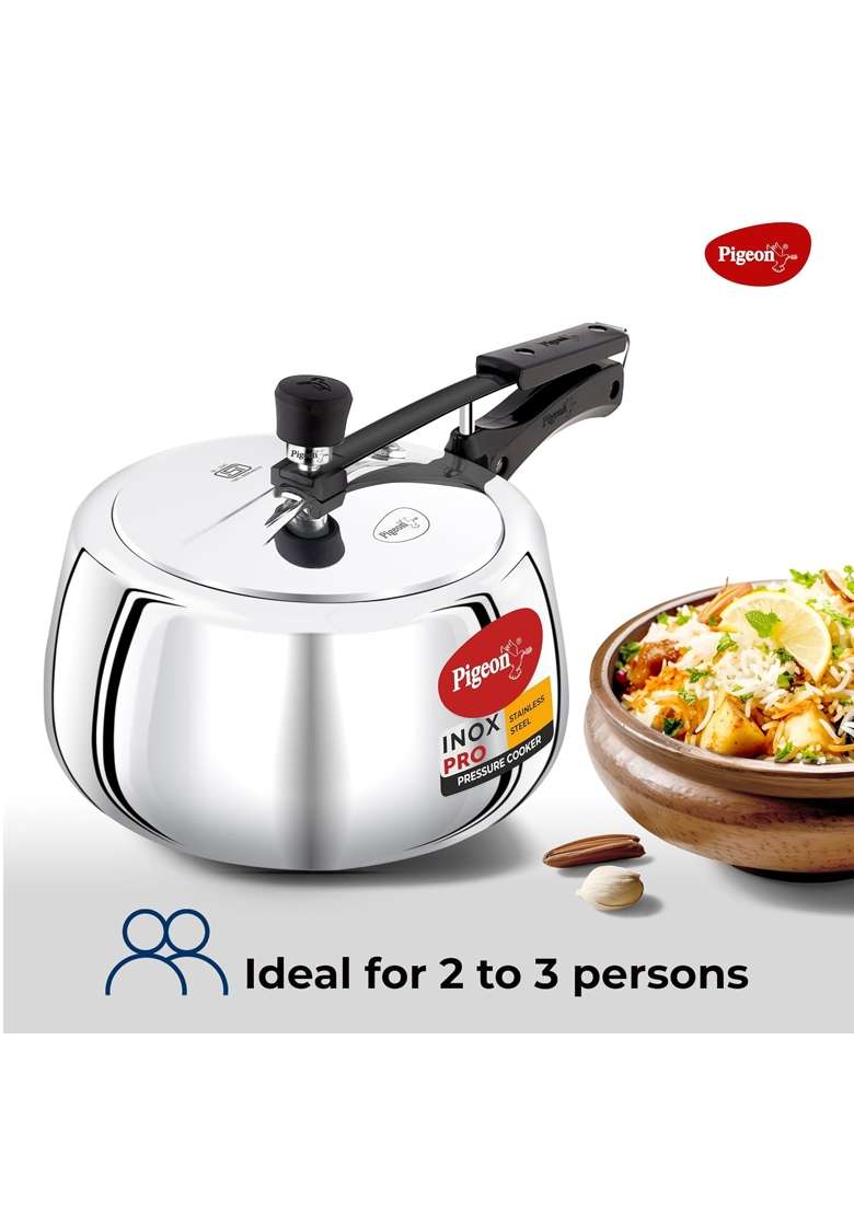 Pigeon Inox Pro Inner Lid Stainless Steel Cooker | 2 L | 2.1 Qt - Indya