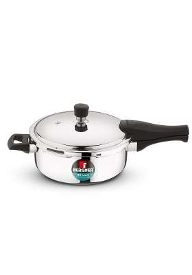BERGNER Trimax Triply Stainless Steel Outer Lid Pressure Pan | 3.5 L | 3.7 Qt | Induction Compatible