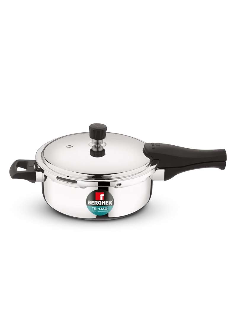 BERGNER Trimax Triply Stainless Steel Outer Lid Pressure Pan | 3.5 L | 3.7 Qt | Induction Compatible - Indya