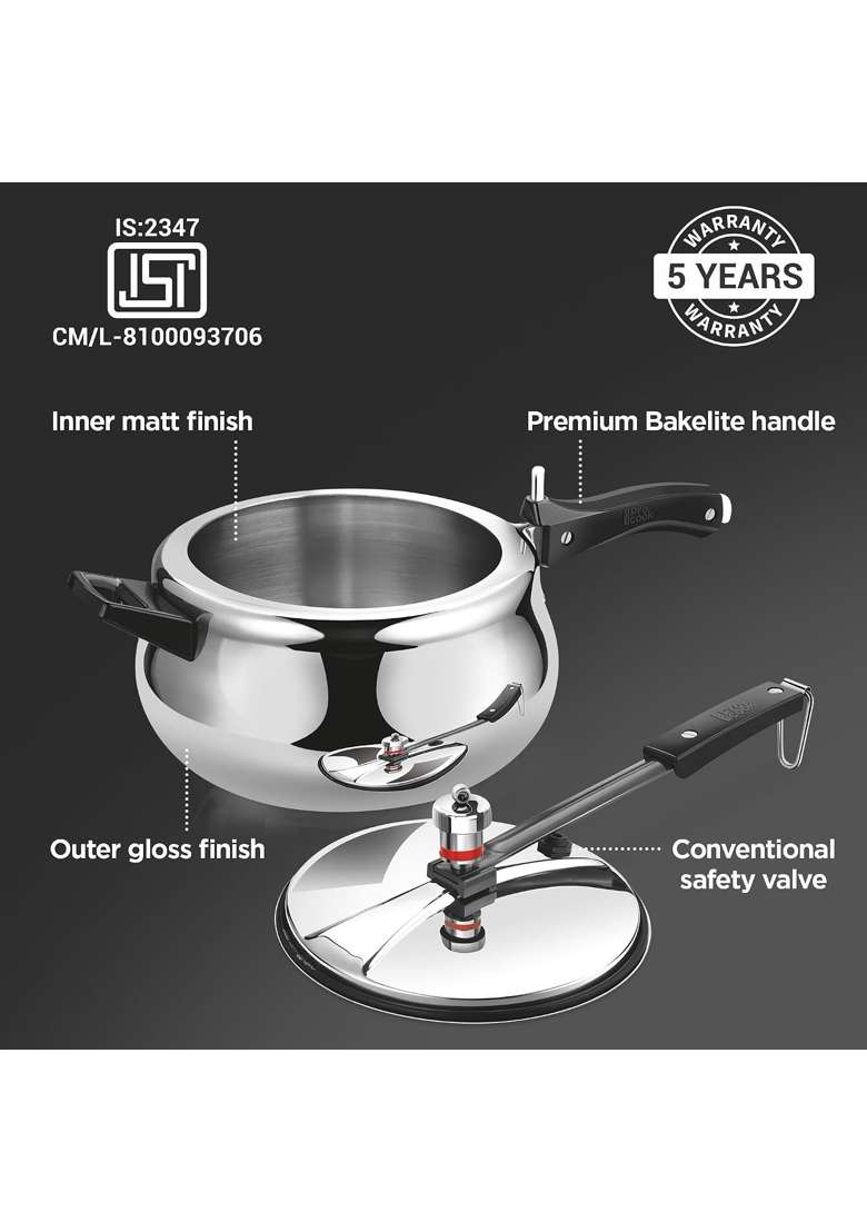 MILTON Pro cook Induction Cookware and Gas Stove Friendly Triply Stainless Steel Royal Curve | 5 L | 5.3 Qt - Indya