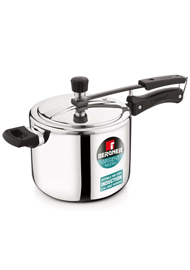 BERGNER Argent TriPly Stainless Steel Inner Lid Pressure Cooker | 5 L | 5.3 Qt | Induction Compatible - Indya