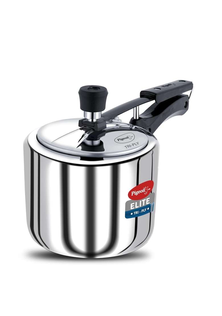 Pigeon By Stovekraft Elite Shine Tri-Ply Body Inner Lid Pressure Cooker Induction | 3 L | 3.2 Qt - Indya