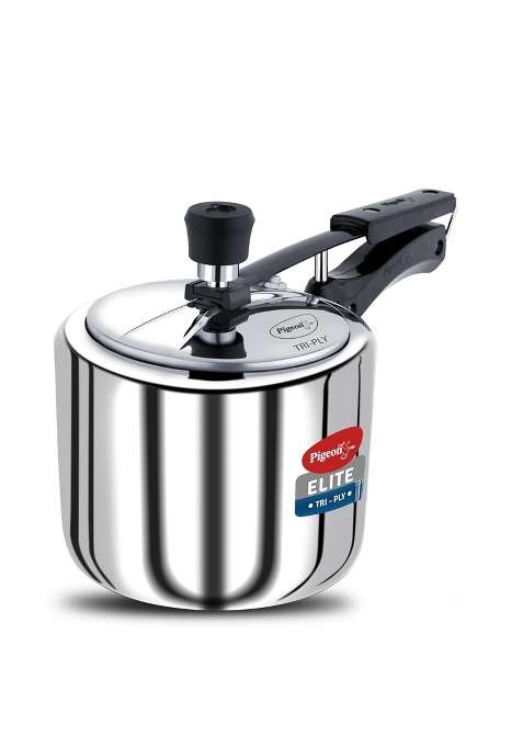 Pigeon By Stovekraft Elite Shine Tri-Ply Body Inner Lid Pressure Cooker Induction | 3 L | 3.2 Qt