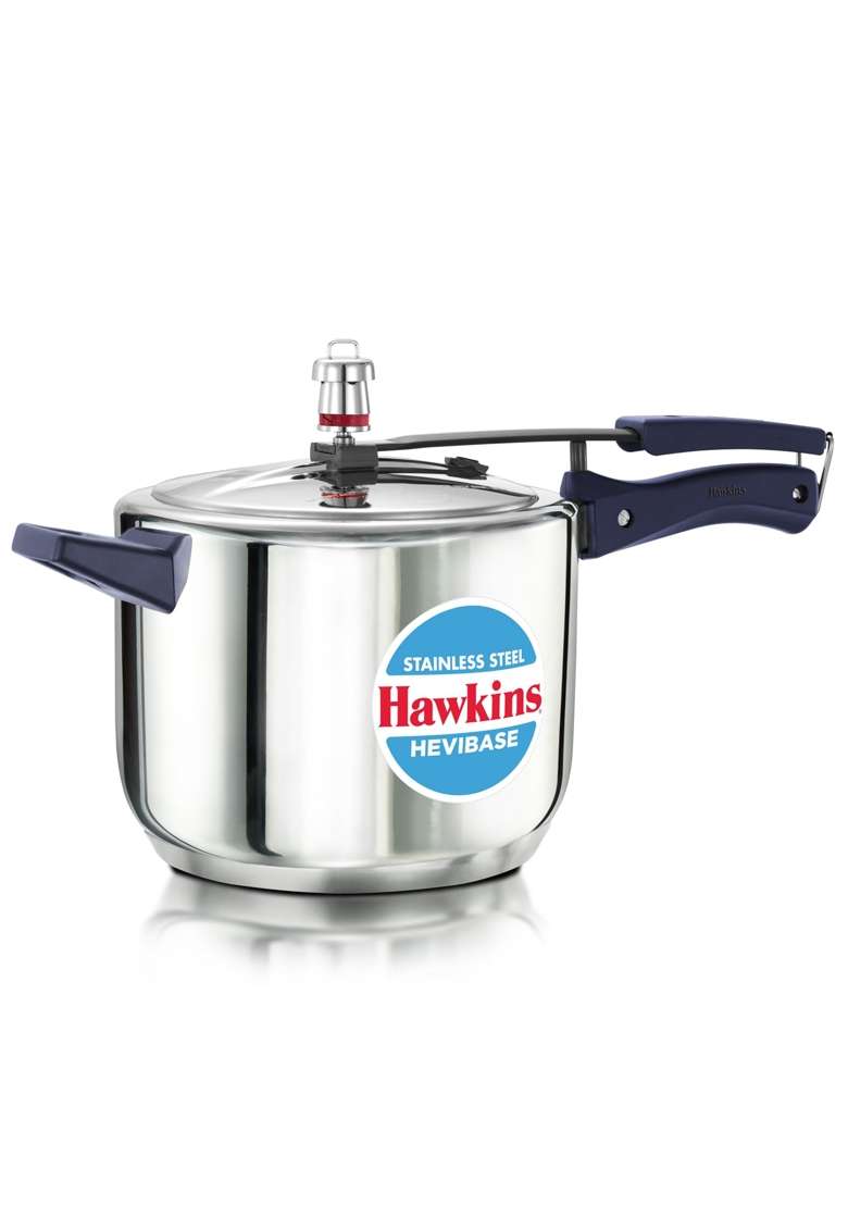 Hawkins Hevibase Stainless Steel Pressure Cooker | 5 L | 5.3 Qt | Induction Compatible - Indya
