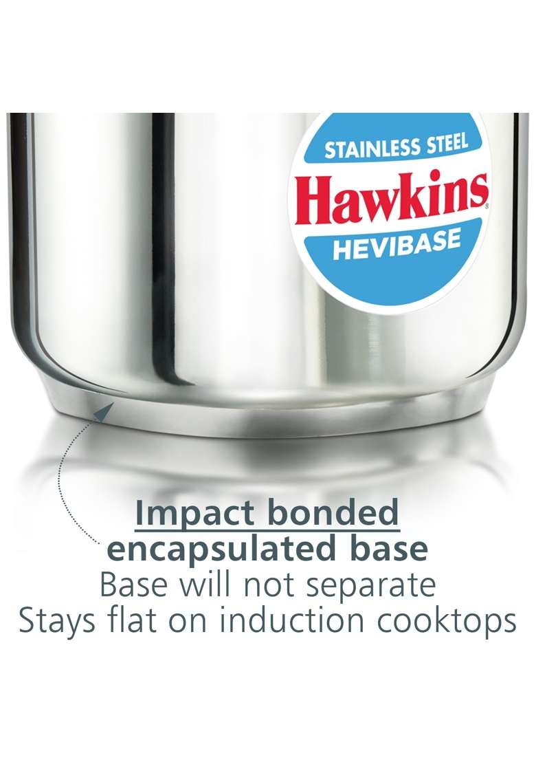 Hawkins Hevibase Stainless Steel Pressure Cooker | 5 L | 5.3 Qt | Induction Compatible - Indya