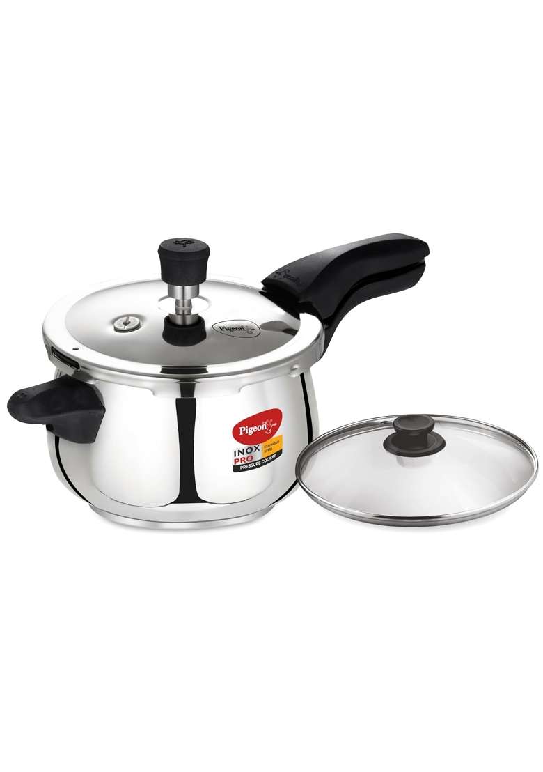 Pigeon By Stovekraft Inox Pro Stainless Steel Cooker Outer Lid Cooker-Induction Base | 3 L | 3.2 Qt - Indya