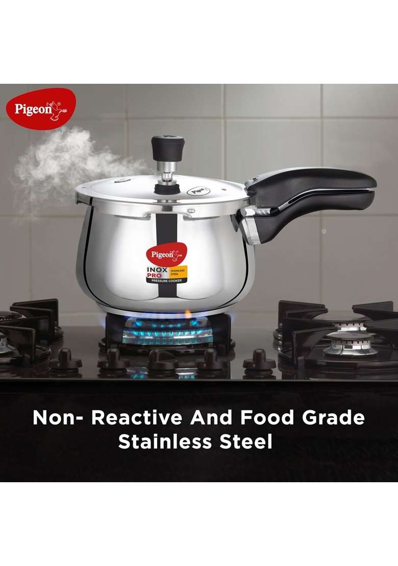 Pigeon By Stovekraft Inox Pro Stainless Steel Cooker Outer Lid Cooker-Induction Base | 3 L | 3.2 Qt - Indya