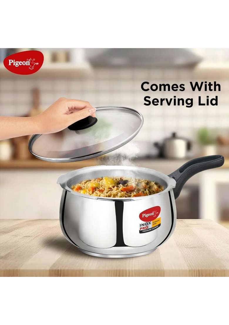 Pigeon By Stovekraft Inox Pro Stainless Steel Cooker Outer Lid Cooker-Induction Base | 3 L | 3.2 Qt - Indya