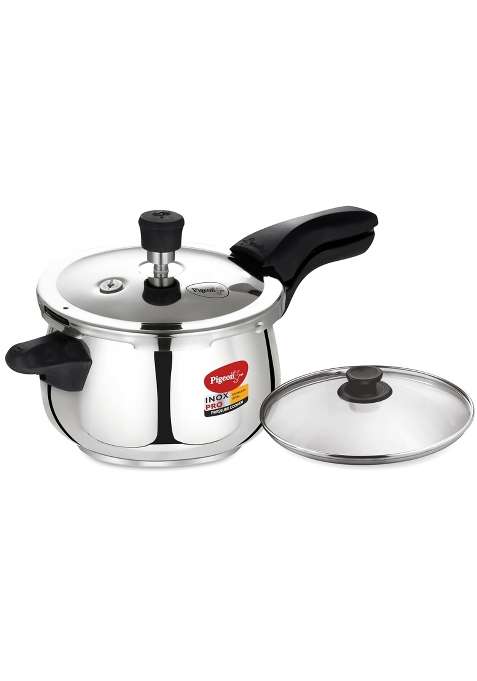 Pigeon By Stovekraft Inox Pro Stainless Steel Cooker Outer Lid Cooker-Induction Base | 3 L | 3.2 Qt