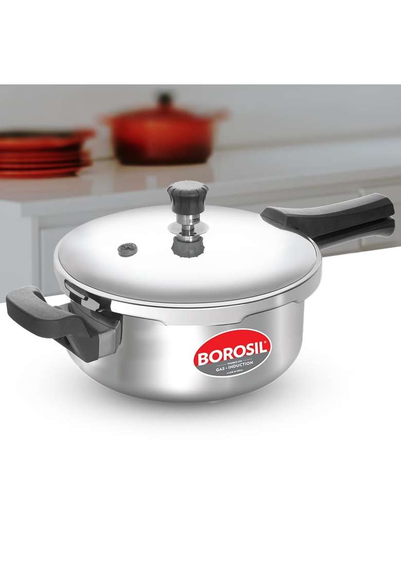 Borosil Triply Pressure Cooker with Outer Lid | 3 L | 3.2 Qt | Induction Compatible | Food Safe - Indya