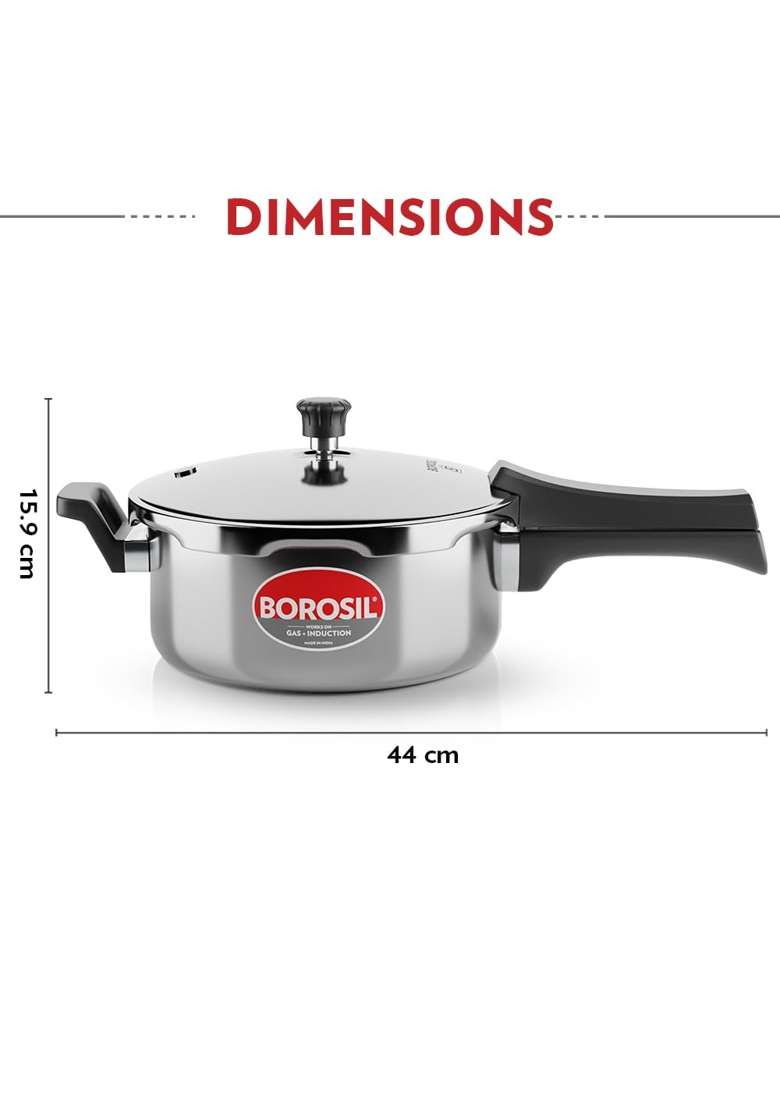 Borosil Triply Pressure Cooker with Outer Lid | 3 L | 3.2 Qt | Induction Compatible | Food Safe - Indya