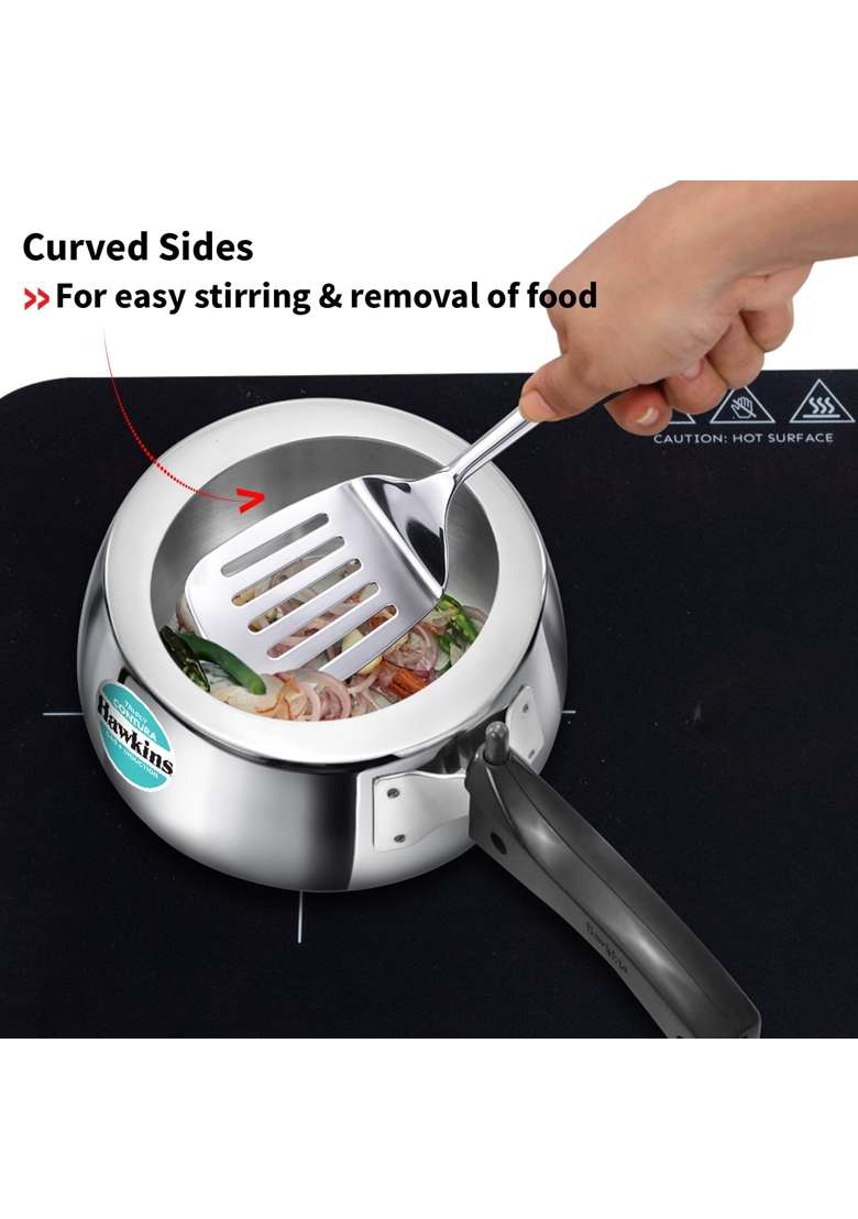 Hawkins Triply Stainless Steel Contura Pressure Cooker | 2 L | 2.1 Qt | Induction Compatible - Indya
