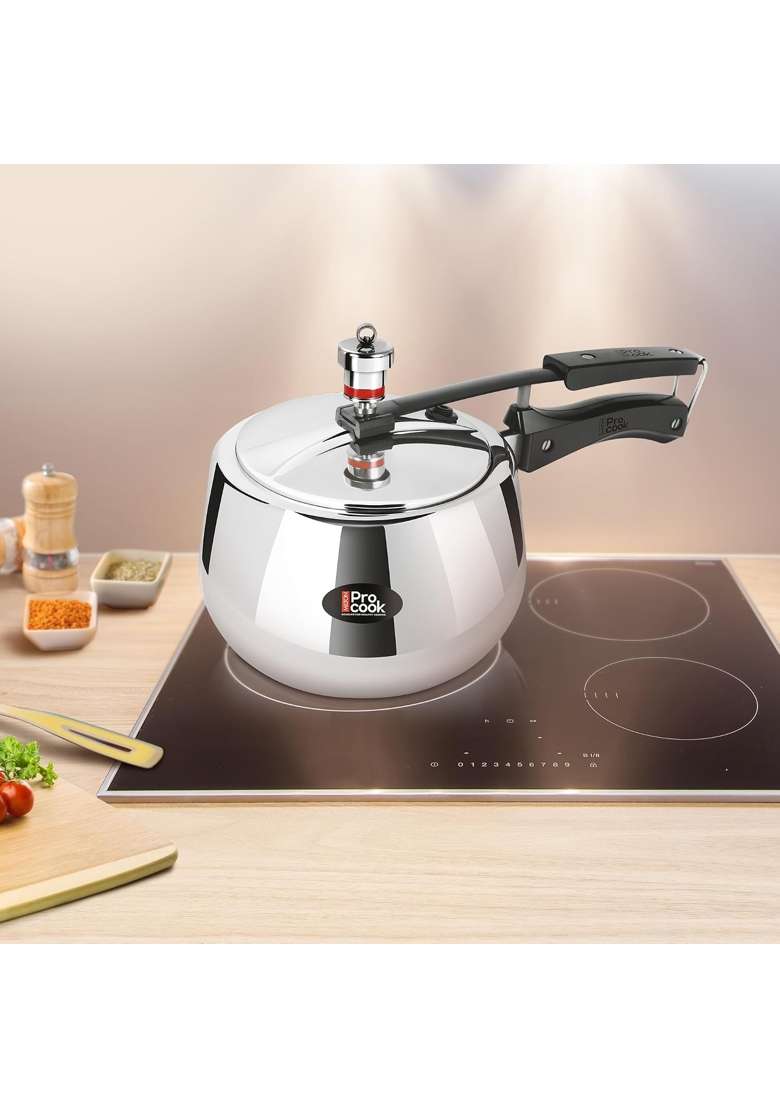 MILTON Pro cook Induction Cookware and Gas Stove Friendly Triply Stainless Steel Curve Pressure | 3 L | 3.2 Qt - Indya