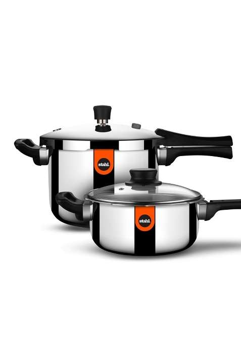 stahl Xpress Triply Broad and Tall Pressure Cooker Combo | 3 L | 3.2 Qt | Induction Compatible