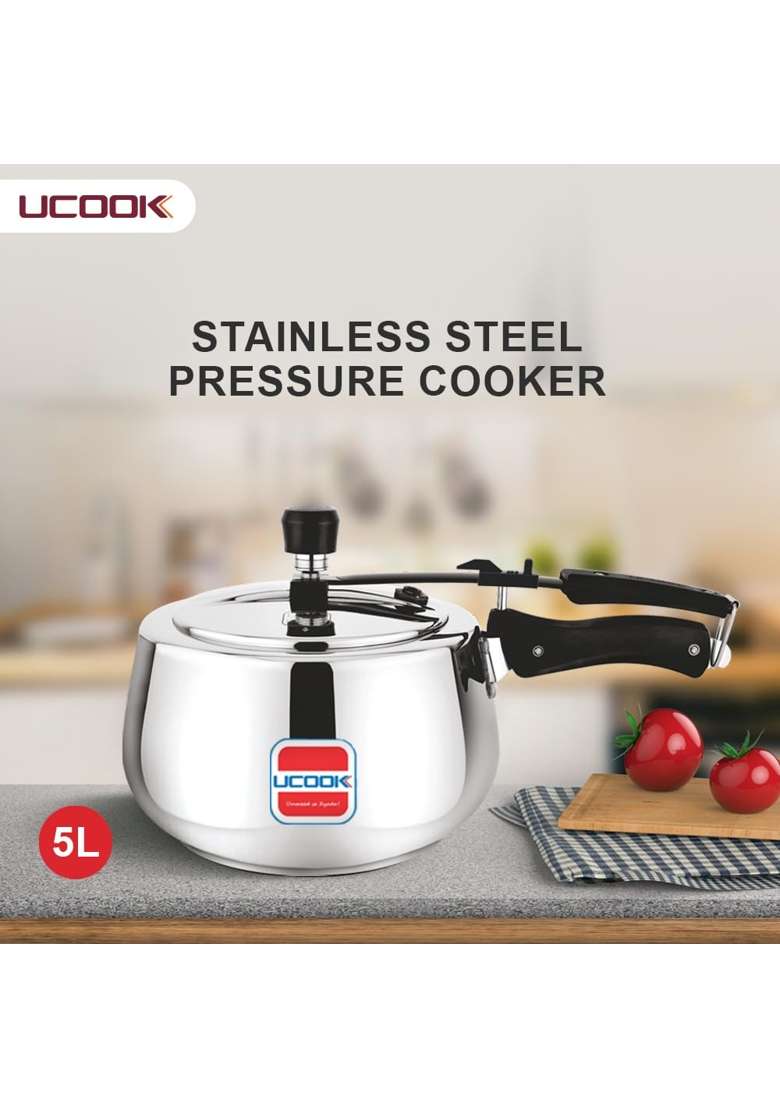 UCOOK By United Ekta Group Stainless Steel Silvo Induction Pressure Cooker | 3 L | 3.2 Qt - Indya