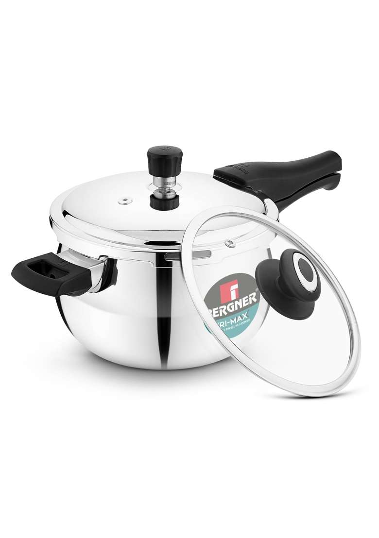 BERGNER Trimax ORB Triply Stainless Steel Belly Shape Outer Lid Pressure Cooker | 2 L | 2.1 Qt | Induction Compatible - Indya