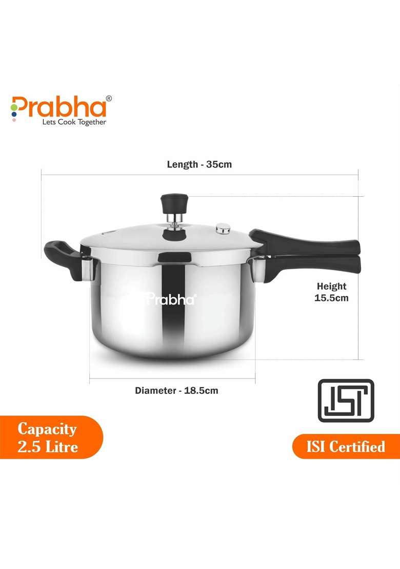 Prabha Stainless Steel Pressure Cooker Outer Lid | 2.5 L | 2.6 Qt | Induction Compatible | Tri-Ply - Indya
