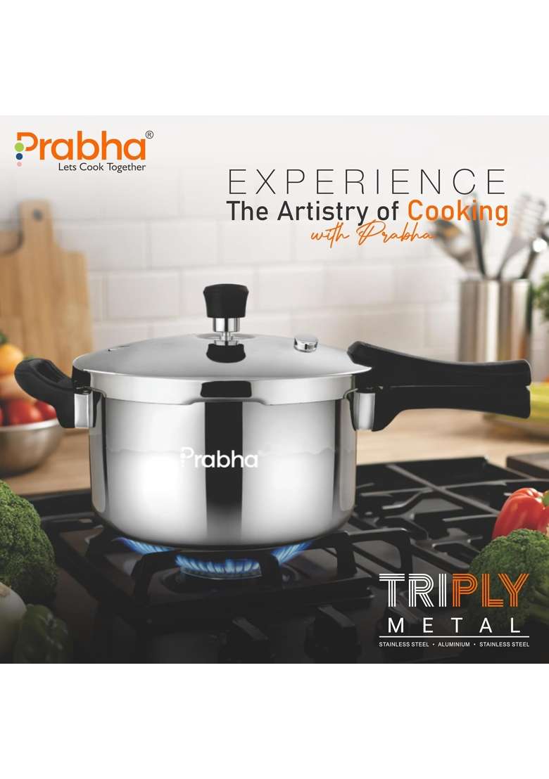 Prabha Stainless Steel Pressure Cooker Outer Lid | 2.5 L | 2.6 Qt | Induction Compatible | Tri-Ply - Indya
