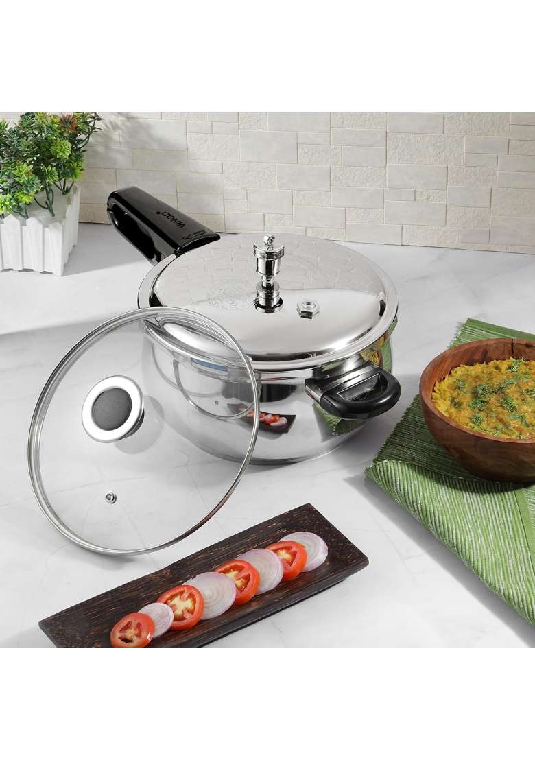 Vinod Splendid Plus Stainless Steel Pressure Cooker Outer Lid | 5.5 L | 5.8 Qt | Induction Compatible - Indya
