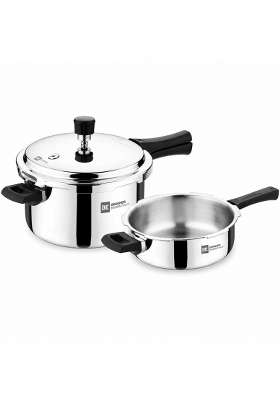 BERGNER BE Essentials Triply Pressure Cooker Large Combo | 3 L | 3.2 Qt | Induction Compatible