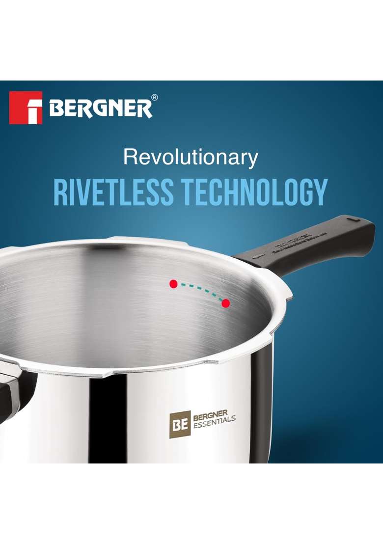 BERGNER BE Essentials Triply Pressure Cooker Large Combo | 3 L | 3.2 Qt | Induction Compatible - Indya