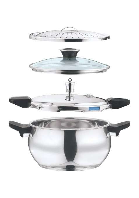 Vinod 18 8 Stainless Steel Outer Lid Magic Pressure Cooker | 3.5 L | 3.7 Qt | Induction Compatible