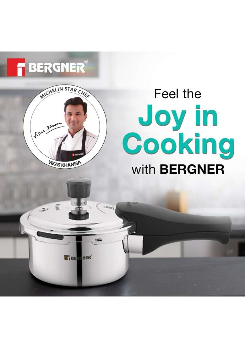 BERGNER Tri-Max Junior Triply Pressure Cooker | 1 L | 1.1 Qt | Induction Compatible - Indya