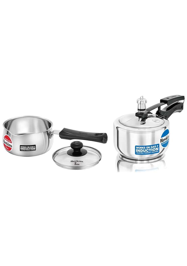 Hawkins Stainless Steel Induction Compatible TPan with Glass Lid | 1 L | 1.1 Qt - Indya