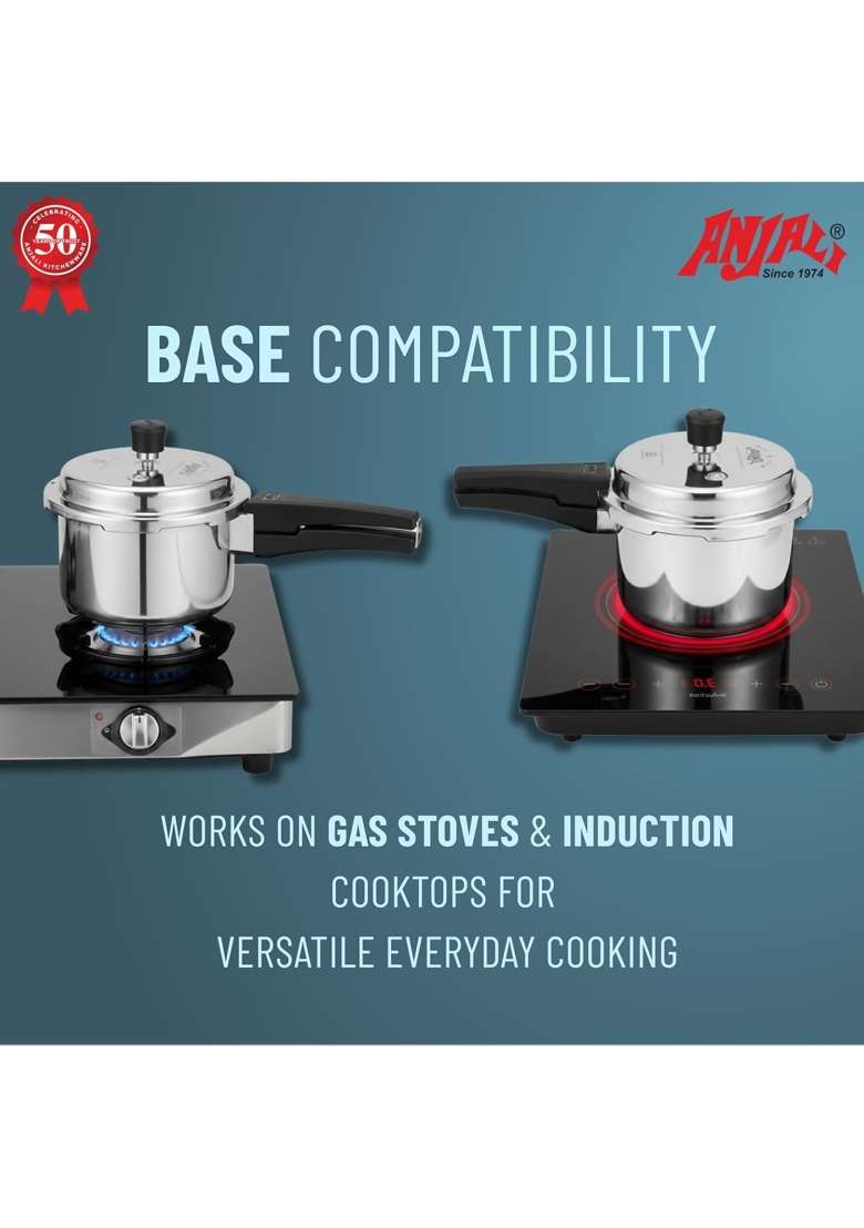 ANJALI Aqua Stainless Steel Induction Pressure Cooker | 3 L | 3.2 Qt - Indya