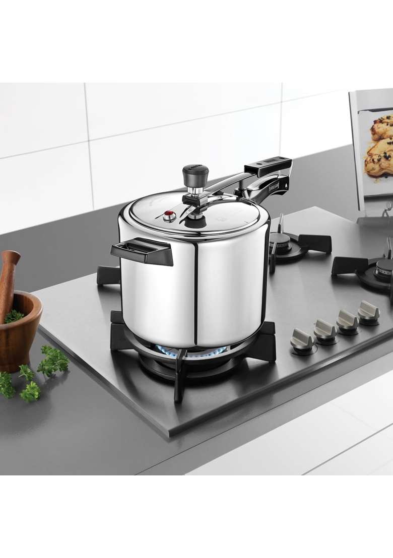 Shri and Sam TriPly 18 8 Stainless Steel Inner Lid Pressure Cooker | 3 L | 3.2 Qt | Induction Compatible - Indya