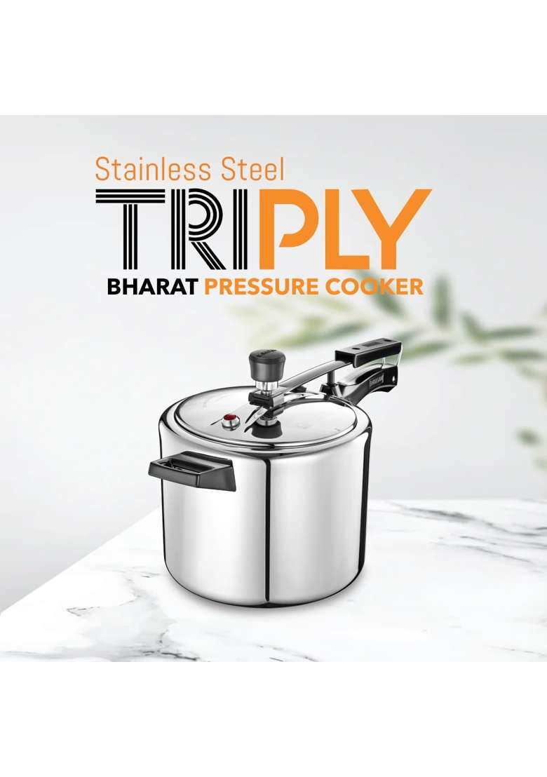 Shri and Sam TriPly 18 8 Stainless Steel Inner Lid Pressure Cooker | 3 L | 3.2 Qt | Induction Compatible - Indya